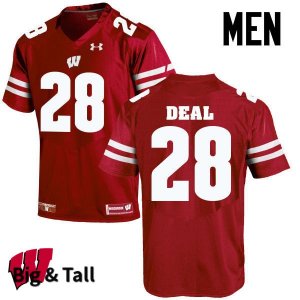 Men's Wisconsin Badgers NCAA #28 Taiwan Deal Red Authentic Under Armour Big & Tall Stitched College Football Jersey IP31D07NO